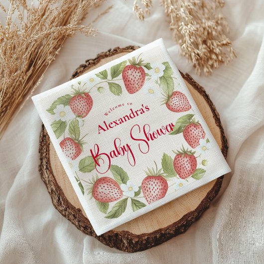 Strawberry Woodland Baby Shower Serviette