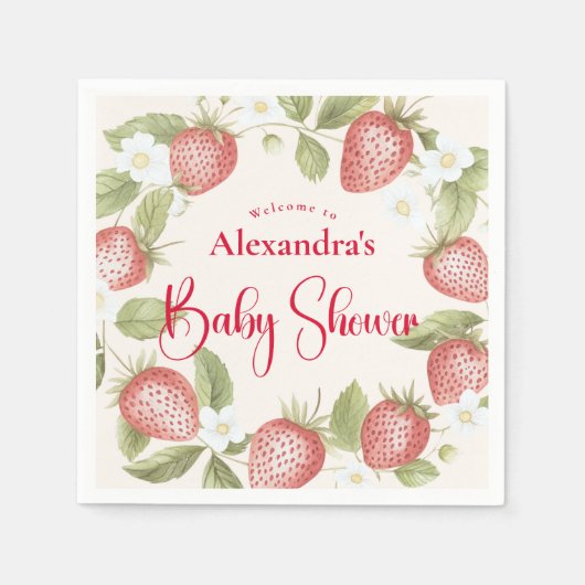 Strawberry Woodland Baby Shower Serviette (Vorderseite)