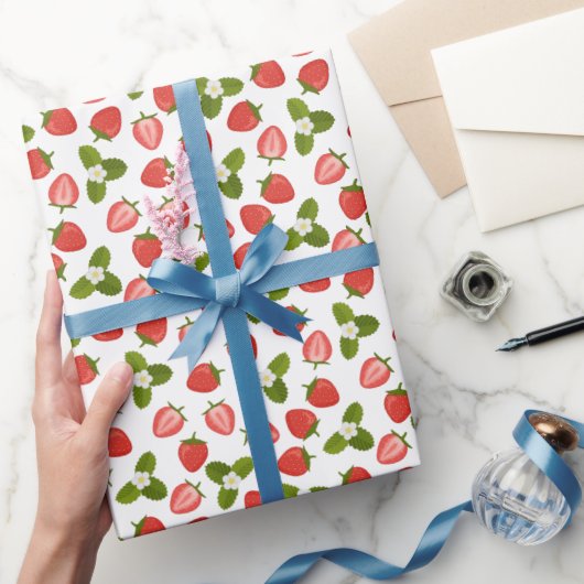 Strawberry Wrapping Paper - White Geschenkpapier (Schenken)