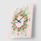 Strawberry Wreath Streifenwall-Uhr Quadratische Wanduhr (Winkel)