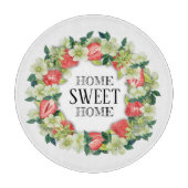 Strawberry Wreath Zuhause Sweet Zuhause Round Schneidebrett (Vorderseite)