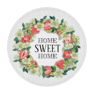 Strawberry Wreath Zuhause Sweet Zuhause Round Schneidebrett