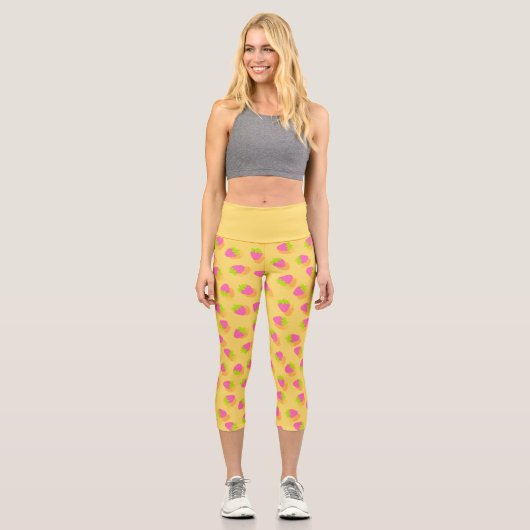 Strawberry Yellow Capri Leggings (Vorderseite)