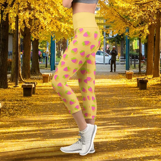 Strawberry Yellow Capri Leggings