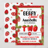 Strawberry Zweite Geburtstagsparty Einladung (Vorne/Hinten)