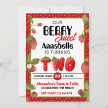 Strawberry Zweite Geburtstagsparty Einladung