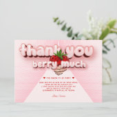 Strawbery Girl Pink Geburtstag Foto Berry Much Dankeskarte (Stehend Vorderseite)