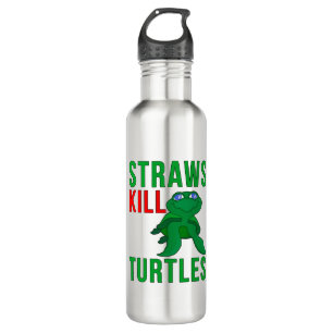 Straws Kill Turtles Edelstahlflasche