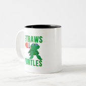 Straws Kill Turtles Zweifarbige Tasse (Vorderseite Links)