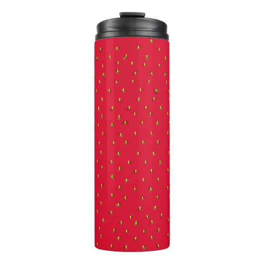 Strawsberry Hintergrund rot Thermosbecher (Vorderseite)