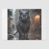 Stray Black Cat, Master of the Streets - Decoupage Seidenpapier (Vorderseite)
