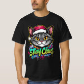 Stray Claus – Graffiti Christmas Cat Design T-Shirt (Vorderseite)