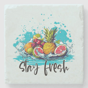 Stray Fresh - Sommer - tropische Wasserfarben Steinuntersetzer