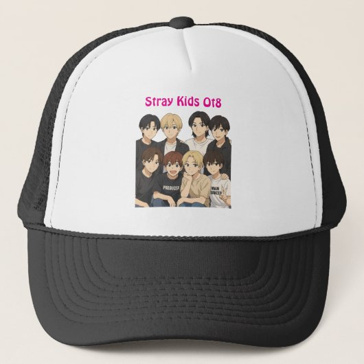 Stray Kids Anime Graphic Trucker Hat Truckerkappe (Vorderseite)