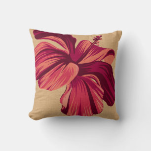 Streaky Hawaiian Hibiskus FauxLinen Square Pillows Kissen