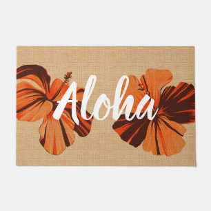 Streaky Hawaiian Hibiskus Orange Aloha Fußmatte