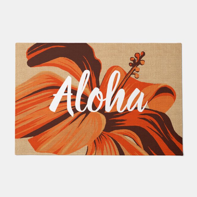 Streaky Hawaiian One Hibiskus Orange Aloha Doormat Fußmatte (Vorderseite)