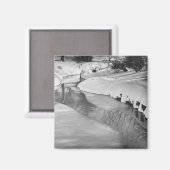 Stream im Winter B&W Magnet (Vorderseite/Rückseite)