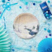 Stream in einer Schneewinterlandschaft (Weihnachts Pappteller (Party)