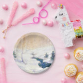 Stream in einer Schneewinterlandschaft (Weihnachts Pappteller (Party)