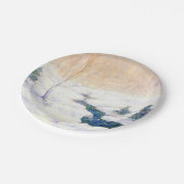 Stream in einer Schneewinterlandschaft (Weihnachts Pappteller (Schrägansicht)