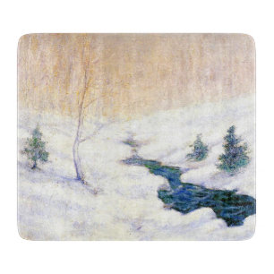 Stream in einer Schneewinterlandschaft (Weihnachts Schneidebrett