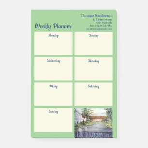 Stream New England Landscape Wasserfarben Malerei Post-it Klebezettel