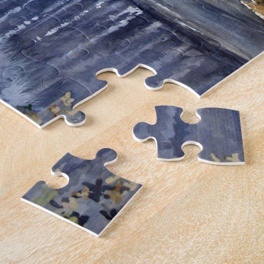 Stream New England Landscape Wasserfarben Malerei Puzzle (Seite)