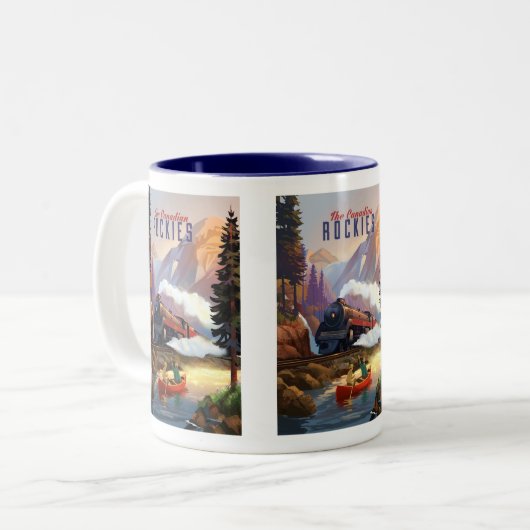 Stream Zug in Rocky Mountains. Zweifarbige Tasse (Vorderseite Links)