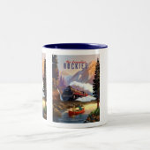 Stream Zug in Rocky Mountains. Zweifarbige Tasse (Mittel)