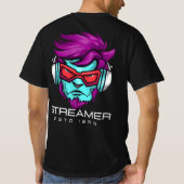 Streamer Head  printed  man's T-Shirt (Rückseite)