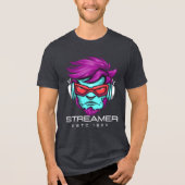 Streamer Kopf Bedruckt Tri-Blend Shirt (Vorderseite)