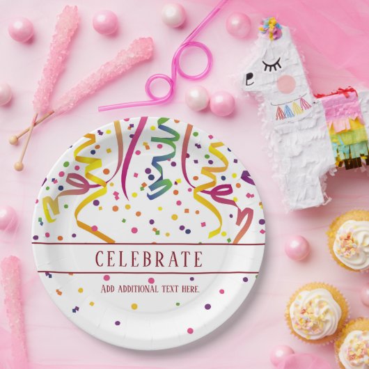 Streamer und Confetti-Papierplatte Pappteller (Party)