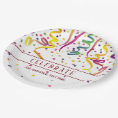 Streamer und Confetti-Papierplatte Pappteller (Schrägansicht)