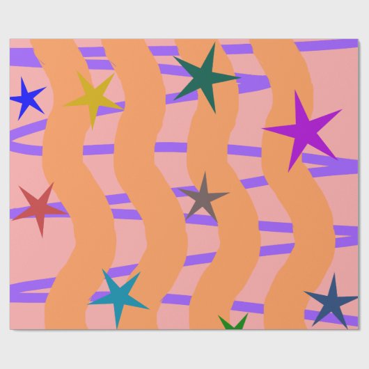 Streamer und Sterne Geschenkpapier (Flach)