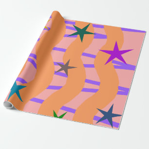 Streamer und Sterne Geschenkpapier
