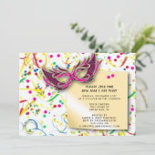 Streamers & Confetti Silvester-Party Einladung (Stehend Vorderseite)