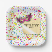 Streamers & Confetti Silvester-Party Pappteller (Vorderseite)