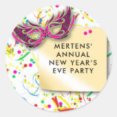 Streamers & Confetti Silvester-Party Runder Aufkleber (Vorderseite)