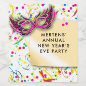 Streamers & Confetti Silvester-Party Weinetikett (Einzelnes Label)