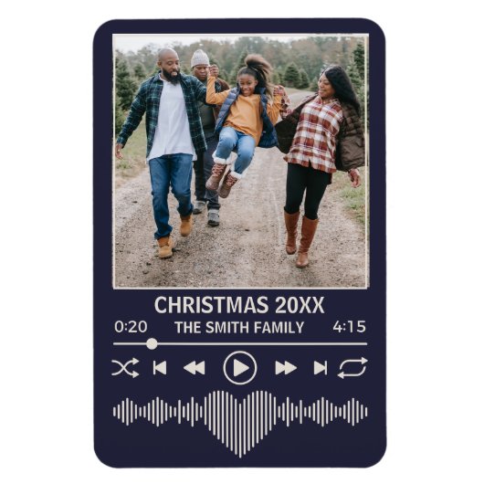 Streaming Music Blue Player Weihnachten Foto Magnet (Vertikal)