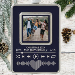 Streaming Music Player Blue Foto Holiday Rahmen-Ornament Silber