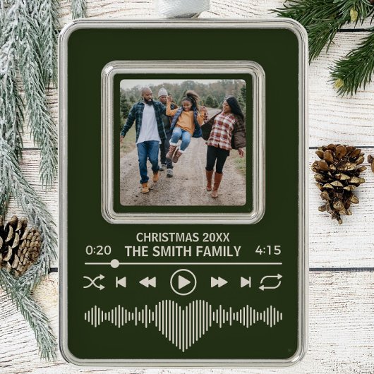 Streaming Music Player Green Foto Holiday Rahmen-Ornament Silber