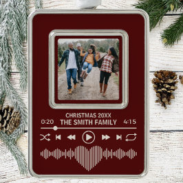Streaming Music Player Red Foto Holiday Rahmen-Ornament Silber
