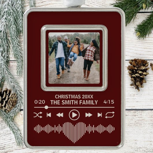 Streaming Music Player Red Foto Holiday Rahmen-Ornament Silber