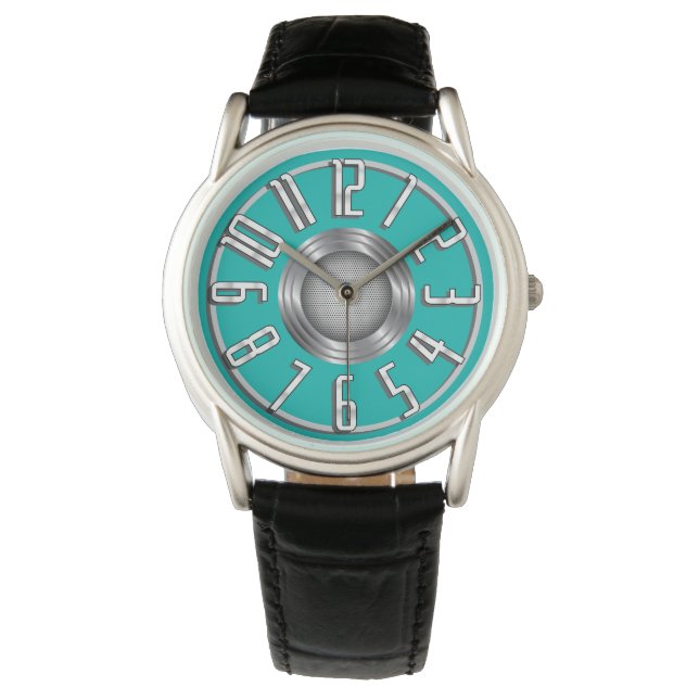 Streamline Art Deco Armbanduhr - Aqua (Vorderseite)