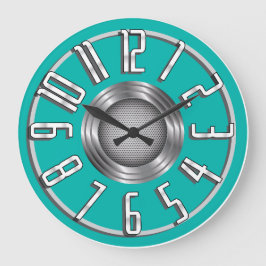 Streamline Art-Deco-Wand-Uhr - Aqua Große Wanduhr