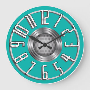 Streamline Art-Deco-Wand-Uhr - Aqua Große Wanduhr
