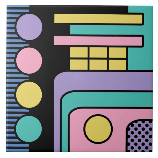 Streamline Moderne Retro Style Geometric Design Fliese (Vorderseite)