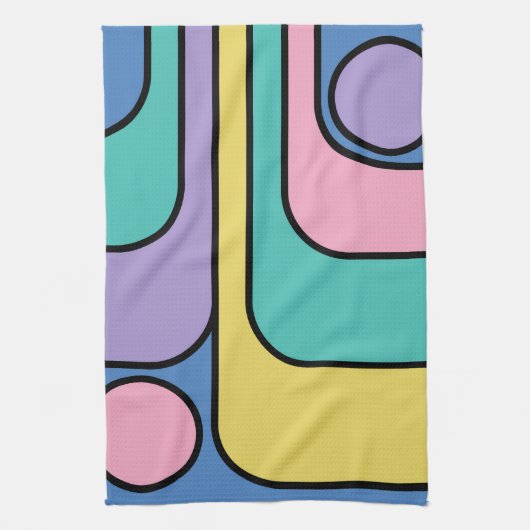 Streamline Moderne Retro Style Geometric Design Geschirrtuch (Vertikal)